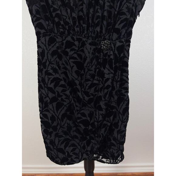 B27 The Kooples Burnout Velvet Mini Dress Womens 1 US 4 Floral Parisian Chic - Picture 8 of 14